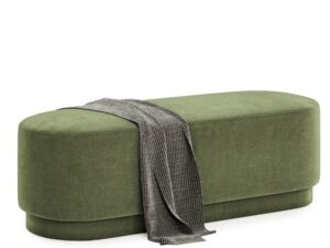 Modern Upholstered Ottoman Bench | Rounded Multi-Purpose Lounge Footstool
