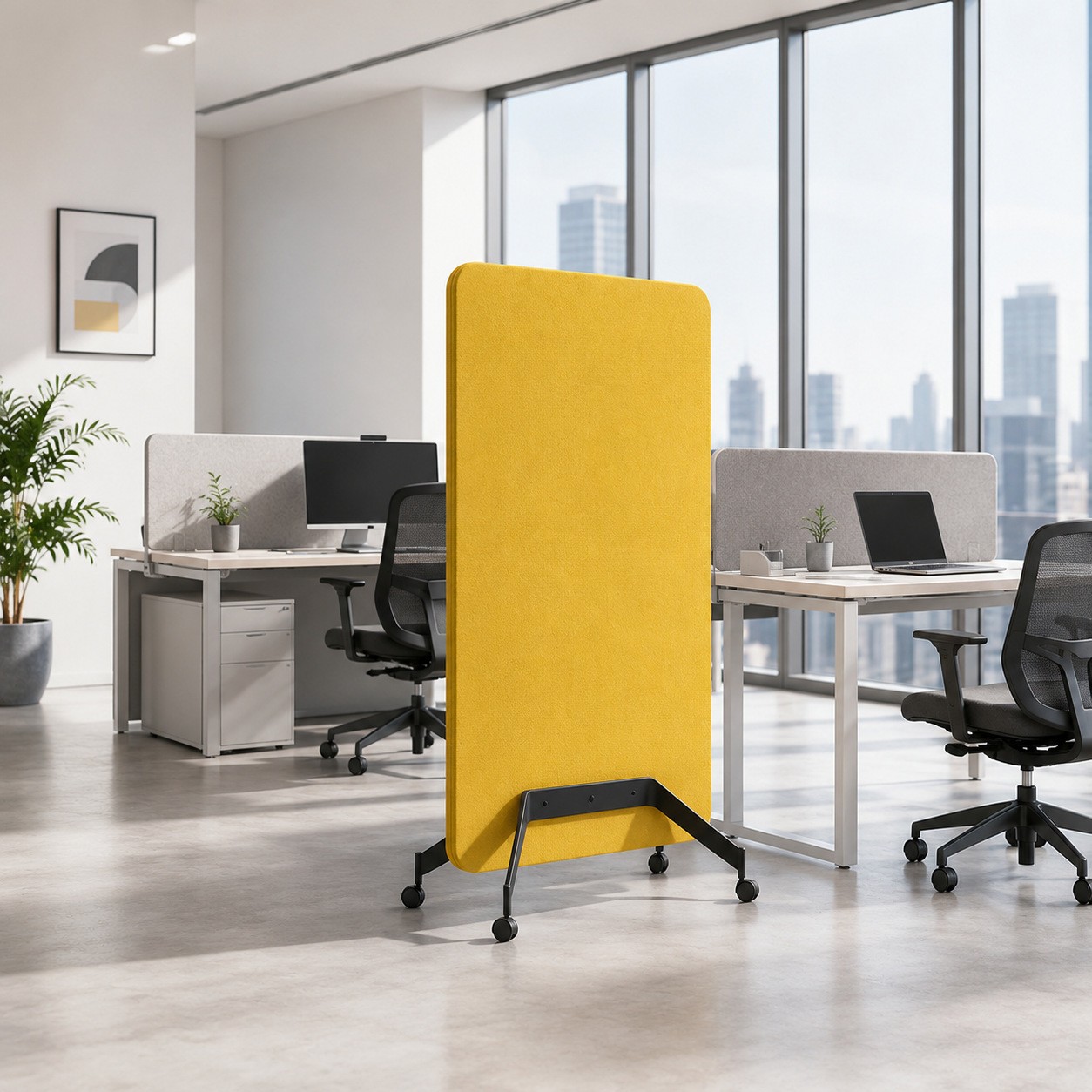 Mobile Office Privacy Screen with Casters