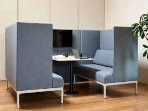 High-Back Meeting Booth Sofa | Semi-Private Office Collaboration Seating