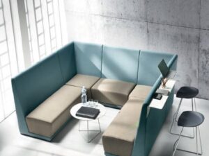 High-Enclosure U-Shaped Meeting Sofa | Modern Collaborative Office Booth