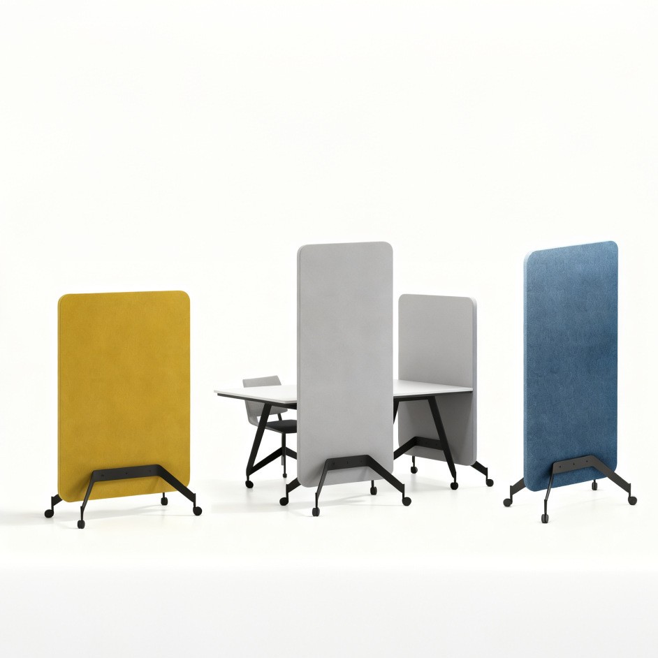 Mobile Office Privacy Screen with Casters - Image 4
