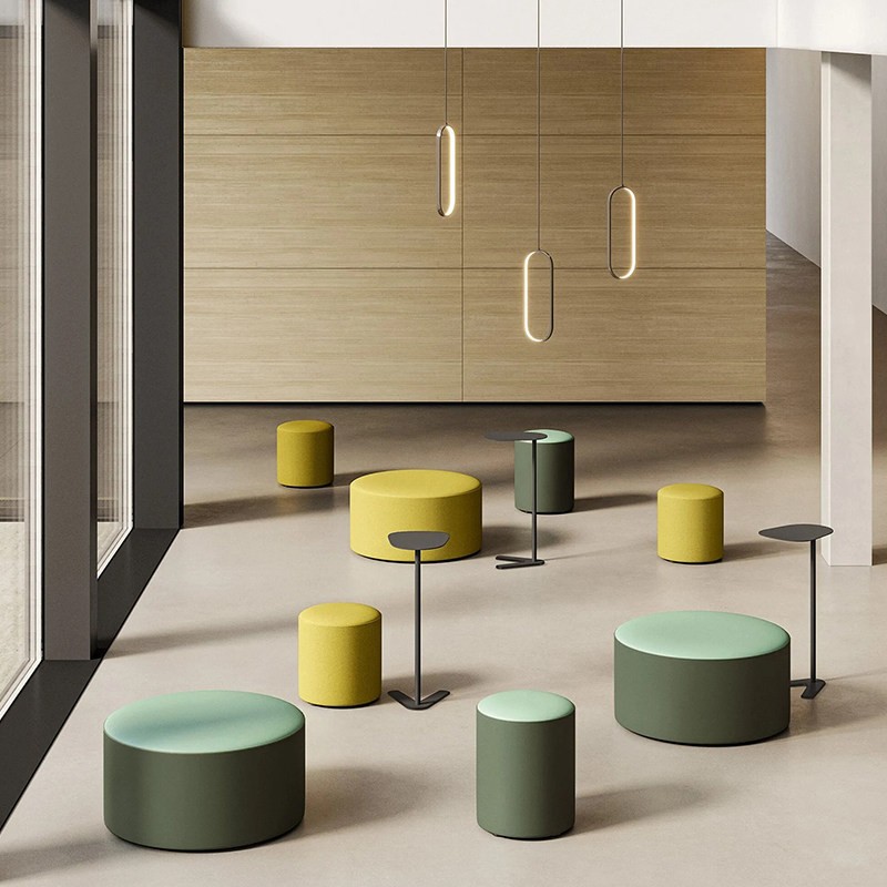 Geometric Triangular Modular Ottoman | Modern Upholstered Lounge Seating for Public Spaces - Image 4