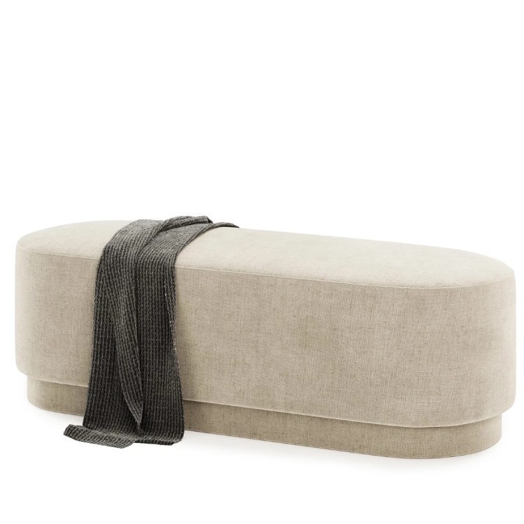 Modern Upholstered Ottoman Bench | Rounded Multi-Purpose Lounge Footstool - Image 4