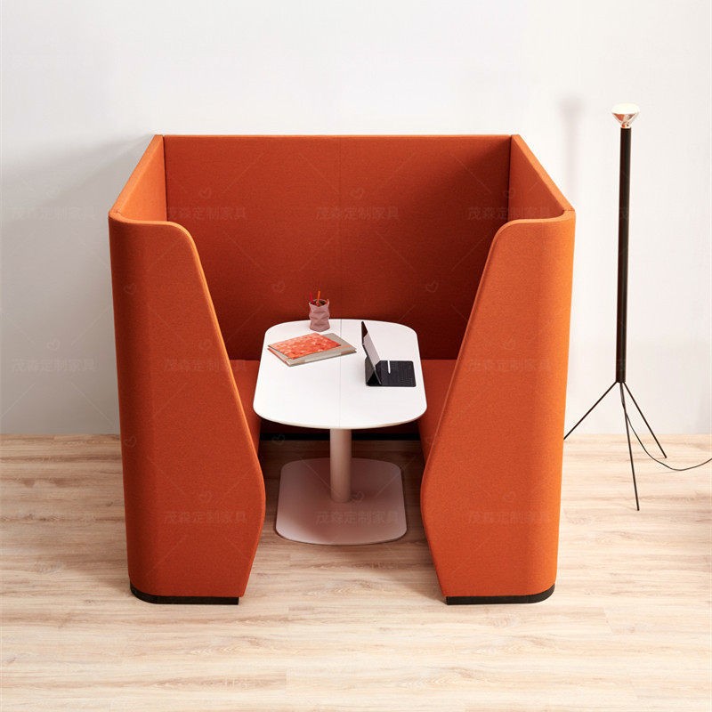 Sculptural High-Back Privacy Booth | Modern Semi-Enclosed Meeting & Work Sofa - Image 2