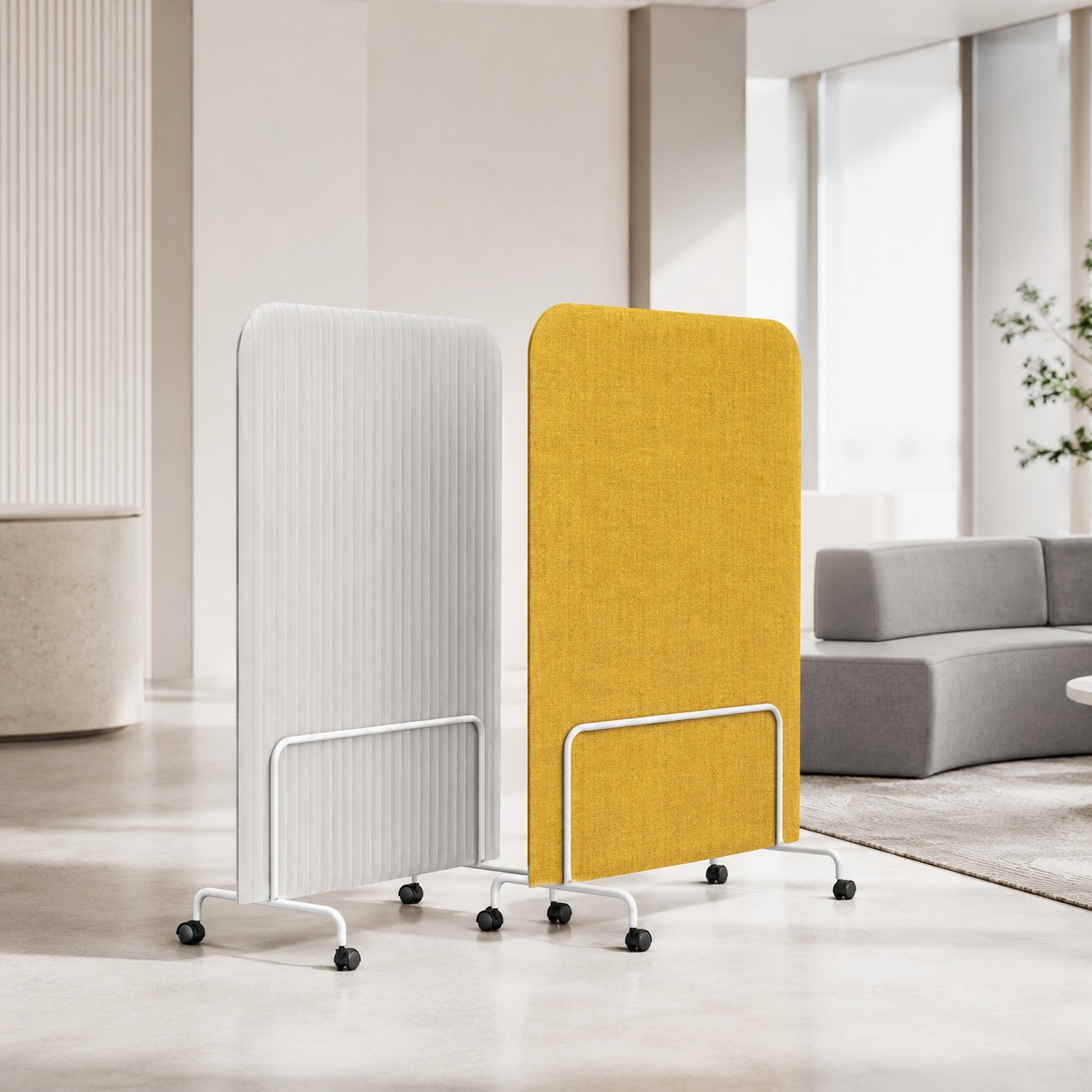 Fabric-Covered Rolling Privacy Partition for Modern Workspaces - Image 2
