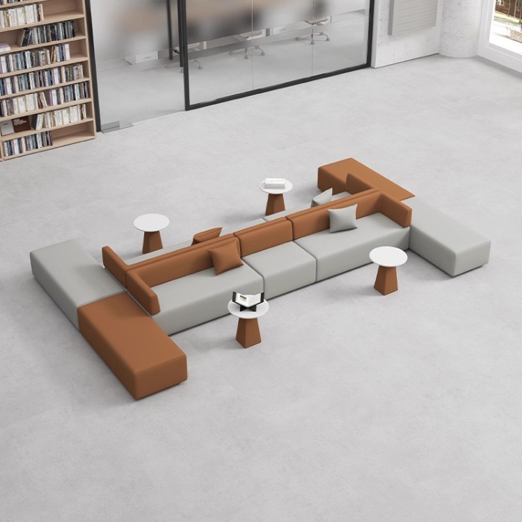 Modular Double-Sided Public Sofa | Modern Low-Back Multi-User Seating System