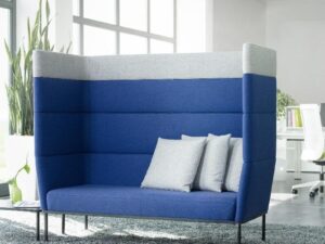 High-Back 2-Seater Privacy Sofa | Modern Semi-Enclosed Office Lounge Seating
