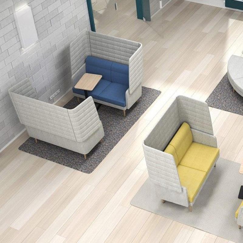 High-Back Privacy 2-Seater Sofa | Modern Semi-Enclosed Office Lounge Booth