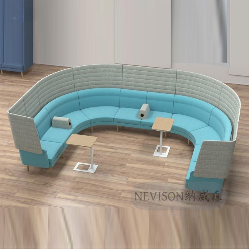High-Back Privacy 2-Seater Sofa | Modern Semi-Enclosed Office Lounge Booth - Image 4