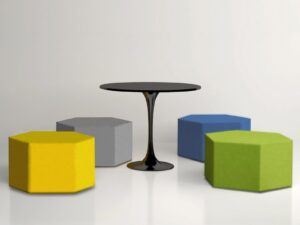 Geometric Cube Ottoman | Modern Multifunctional Upholstered Stool for Public Spaces