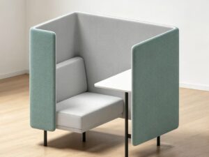 High-Enclosure Privacy Work Booth | Single Office Sofa with Integrated Desk