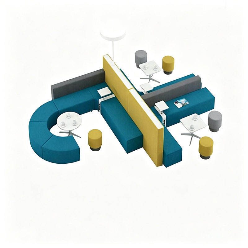 Modular Public Lounge Sofa with Privacy Screen | Multi-Functional Seating System