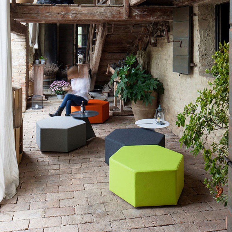 Geometric Cube Ottoman | Modern Multifunctional Upholstered Stool for Public Spaces - Image 2
