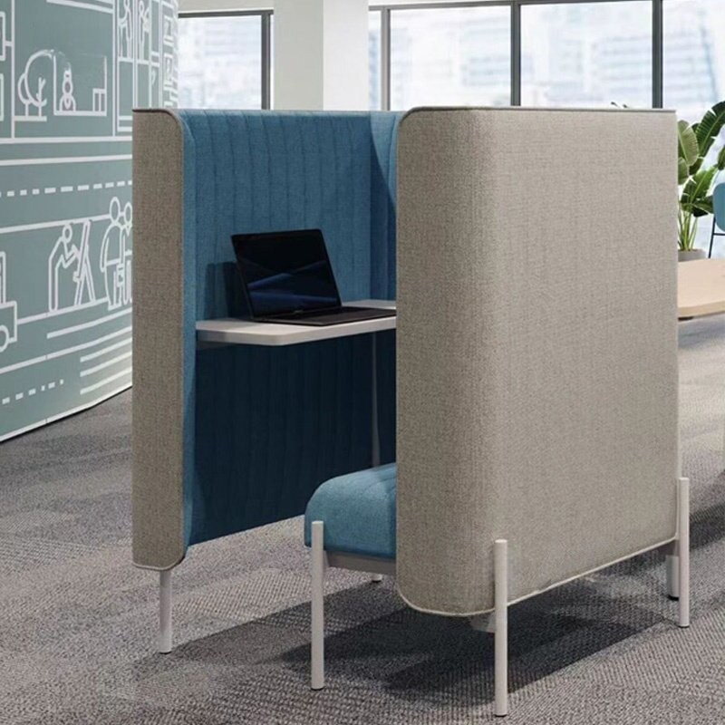 High-Enclosure Privacy Work Booth | Single Office Sofa with Integrated Desk - Image 2