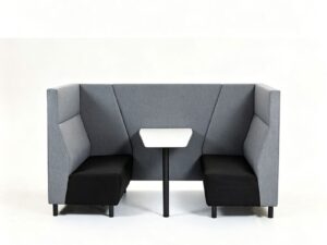 High Back Privacy Meeting Booth Sofa with Integrated Table
