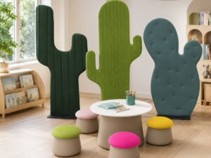 Cactus-Shaped Kids Privacy Screen | Playful Upholstered Room Divider