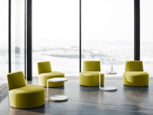 Round Low-Back Lounge Chair | Modern Upholstered Chair for Public Spaces