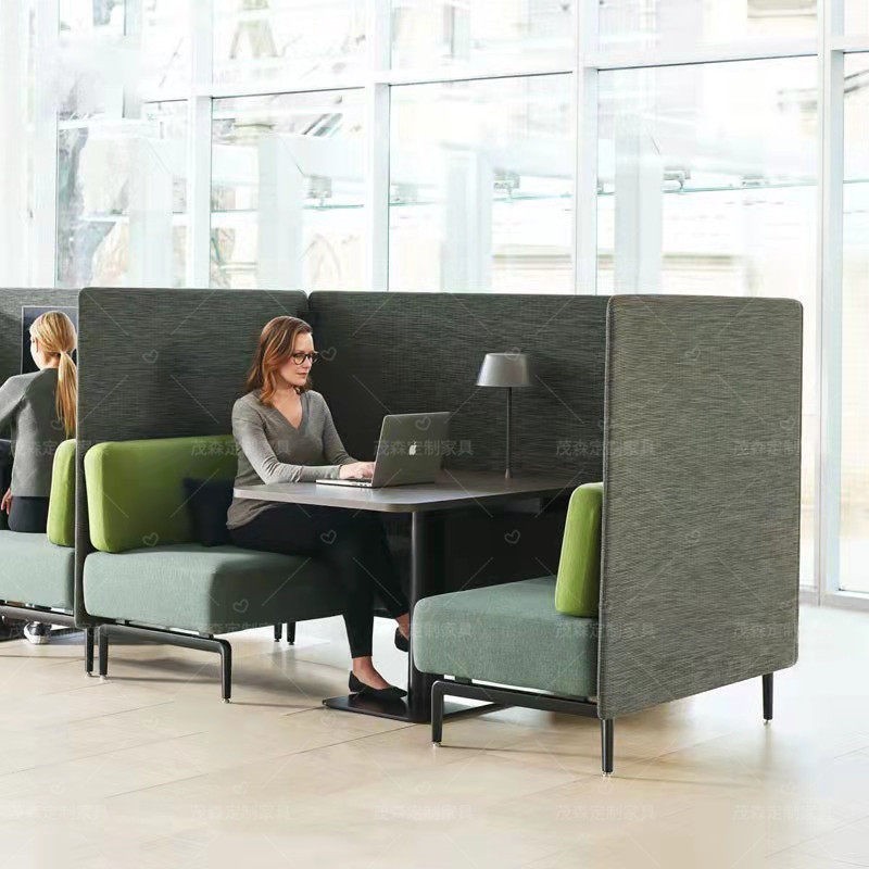 High-Back Face-to-Face Work Booth | Modern Semi-Enclosed Collaboration Sofa
