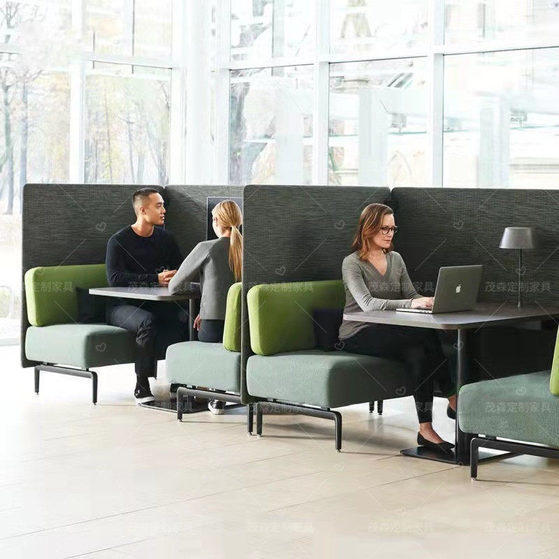 High-Back Face-to-Face Work Booth | Modern Semi-Enclosed Collaboration Sofa - Image 2