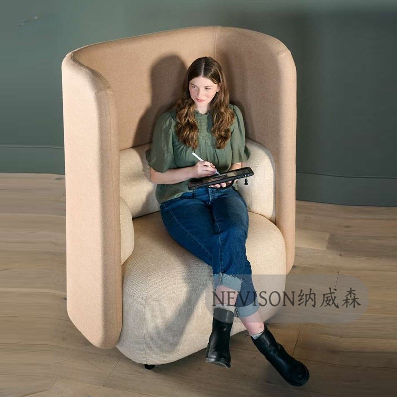 High-Back Privacy Lounge Sofa | Modern Multi-Seat Office Sofa with Power Access - Image 3