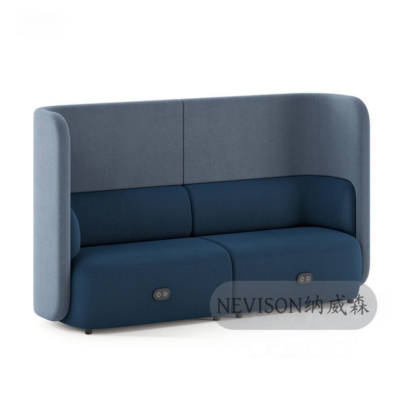 High-Back Privacy Lounge Sofa | Modern Multi-Seat Office Sofa with Power Access - Image 4