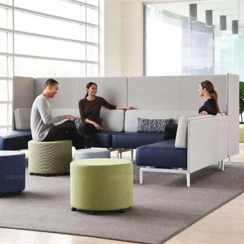 High-Back Face-to-Face Work Booth | Modern Semi-Enclosed Collaboration Sofa - Image 4