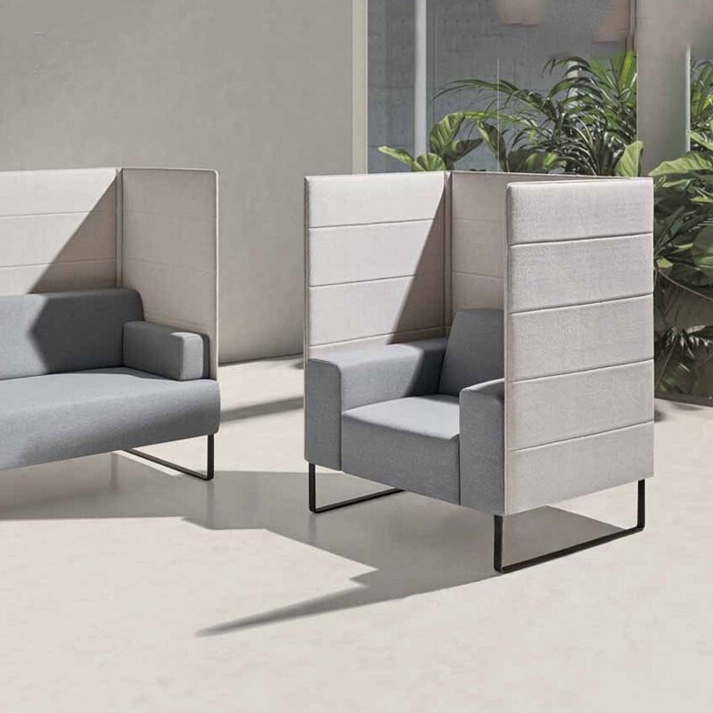 High-Back 2-Seater Privacy Sofa | Modern Semi-Enclosed Office Lounge Booth