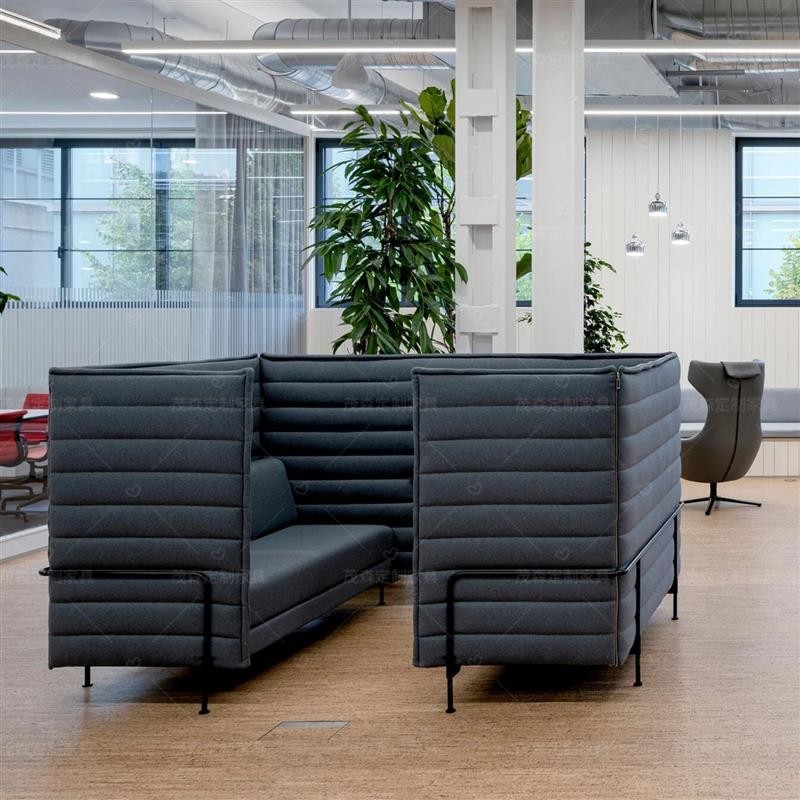 High-Back Face-to-Face Meeting Booth | Modern Semi-Enclosed 2-Person Sofa - Image 2