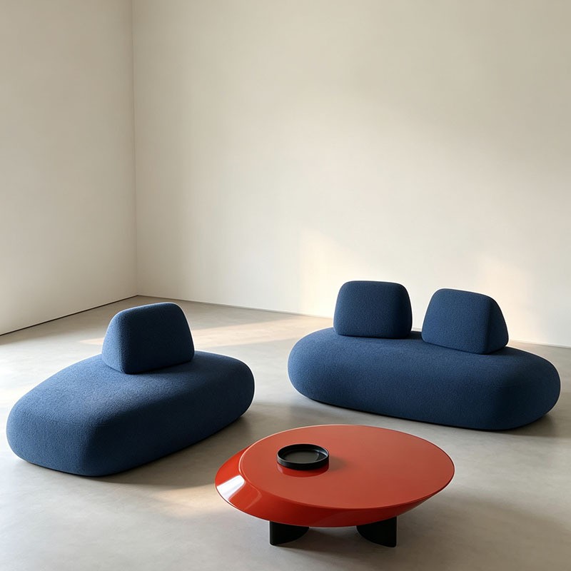 Low-Profile Upholstered Pebble Sofa for Lounge & Public Spaces