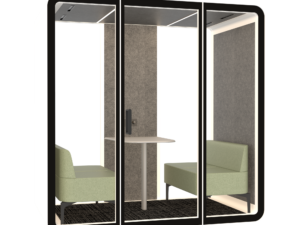 4 Person Acoustic Meeting Pod | Glass Partition Soundproof Booth for Small Team Discussion & Brainstorming