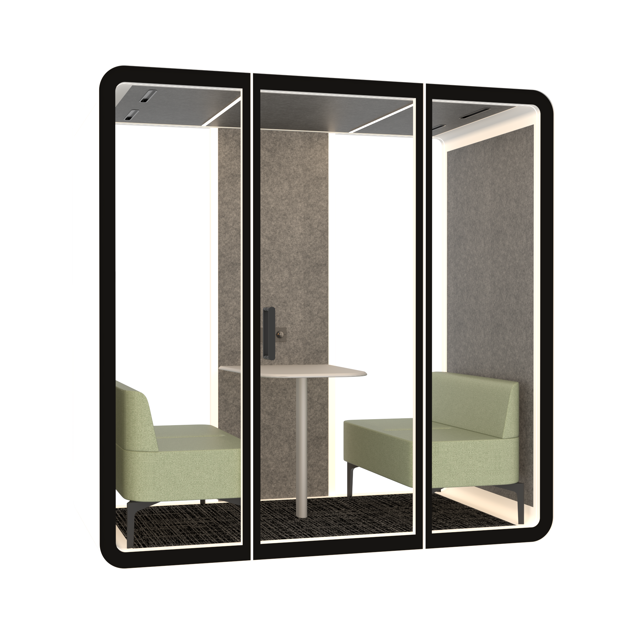 4 Person Acoustic Meeting Pod | Glass Partition Soundproof Booth for Small Team Discussion & Brainstorming