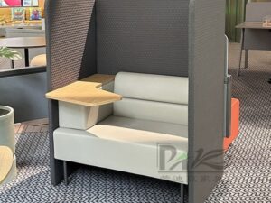 High-Back Single-Seater Office Booth Sofa with Side Table | Privacy Seating for Offices, Libraries & Commercial Lounges