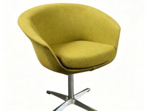 Modern Curved Lounge Chair | Business Armchair with Four-Star Metal Base