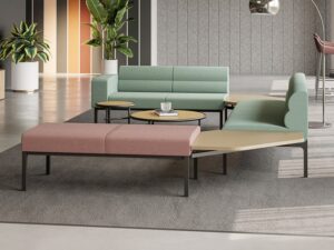 Modern Modular Commercial Sofa Set | Two-Tone Upholstered Lounge Seating