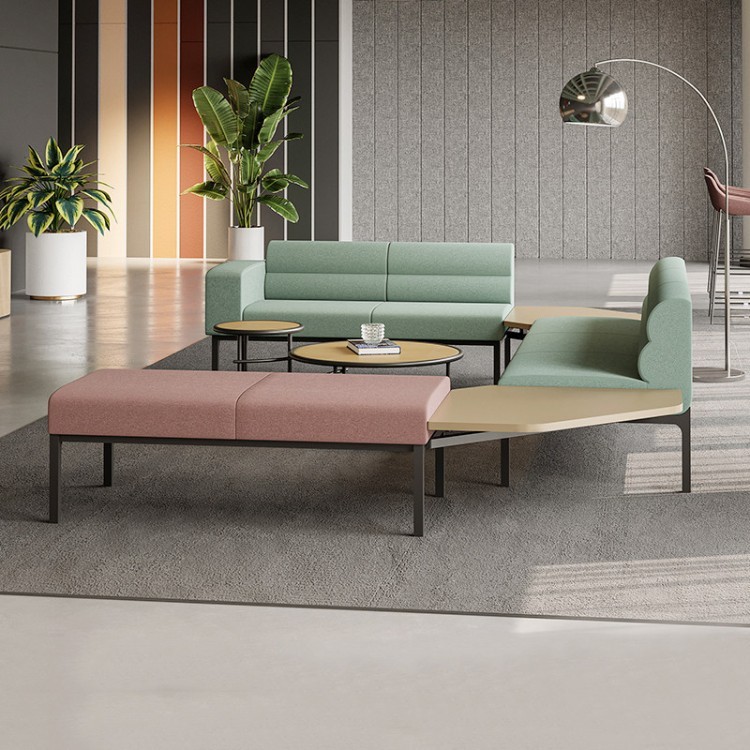 Modern Modular Commercial Sofa Set | Two-Tone Upholstered Lounge Seating