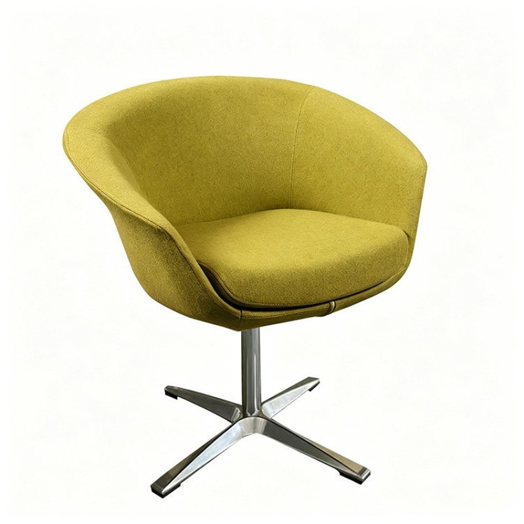 Modern Curved Lounge Chair | Business Armchair with Four-Star Metal Base