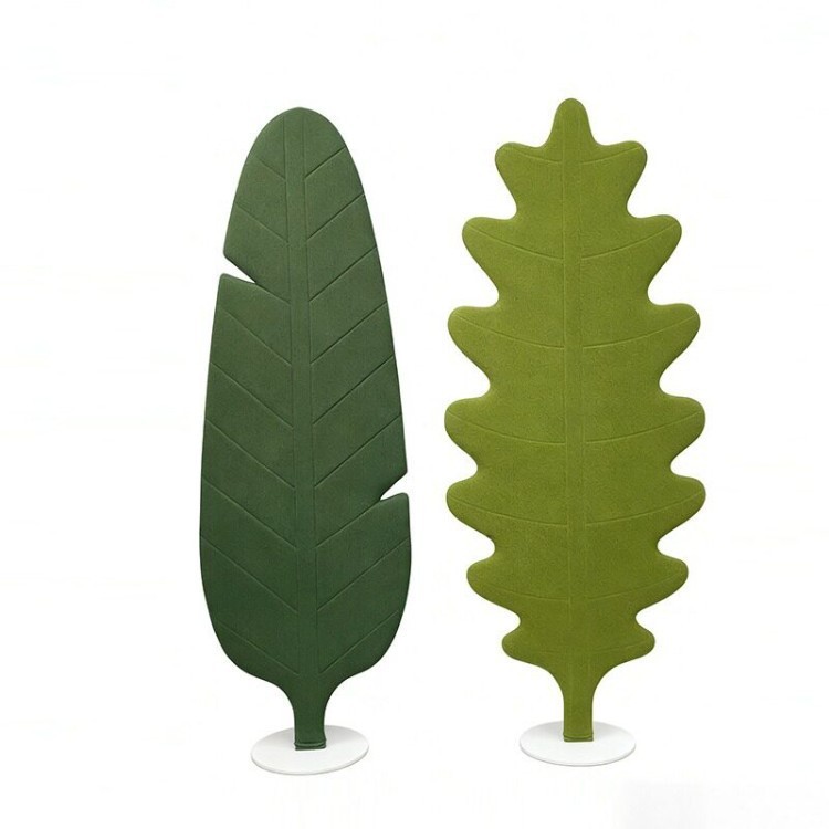 Biophilic Leaf-Shaped Office Screen | Creative Freestanding Upholstered Space Divider - Image 5