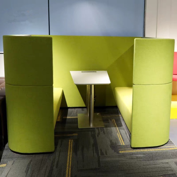 Modern High-Back Enclosed Office Sofa | Integrated Work Table for Business Offices, Team Collaboration & Public Lounges - Image 2