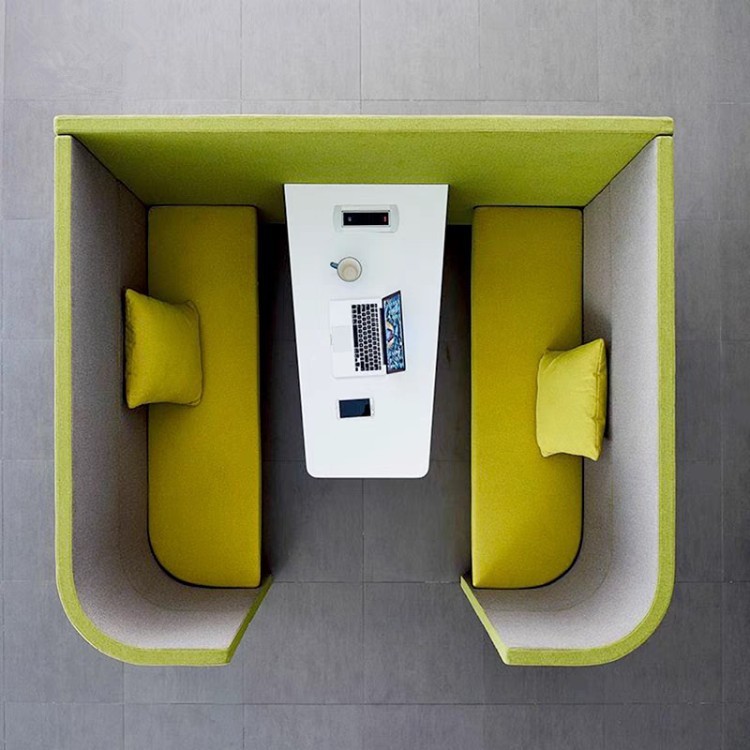 Modern High-Back Enclosed Office Sofa | Integrated Work Table for Business Offices, Team Collaboration & Public Lounges - Image 3