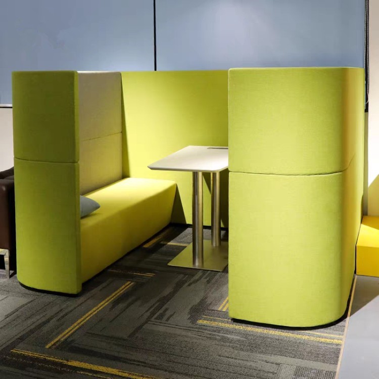 Modern High-Back Enclosed Office Sofa | Integrated Work Table for Business Offices, Team Collaboration & Public Lounges - Image 4