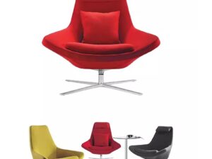 Modern High-Back Swivel Lounge Chair with Sculpted Upholstered Seat