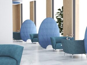 Biophilic Leaf-Shaped Office Screen | Upholstered Freestanding Space Divider
