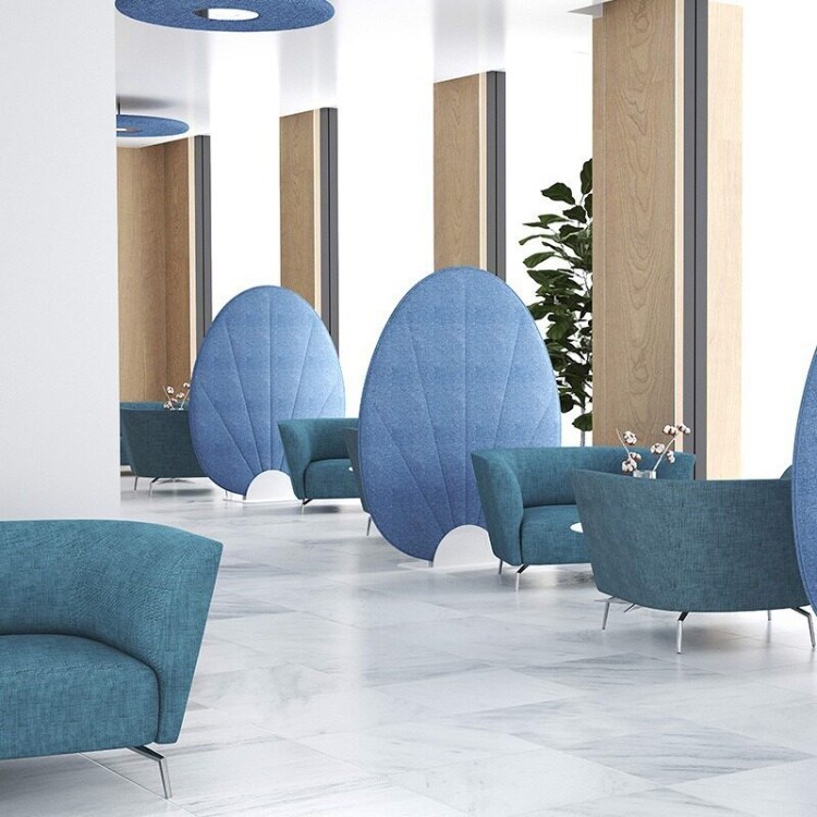 Biophilic Leaf-Shaped Office Screen | Upholstered Freestanding Space Divider