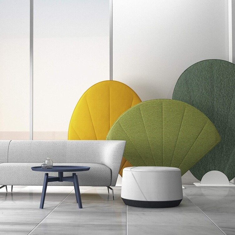 Biophilic Leaf-Shaped Office Screen | Upholstered Freestanding Space Divider - Image 2