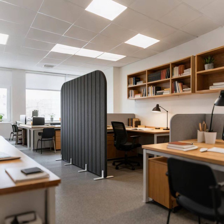 High-Back Upholstered Office Screen | Rounded Acoustic Space Divider - Image 2