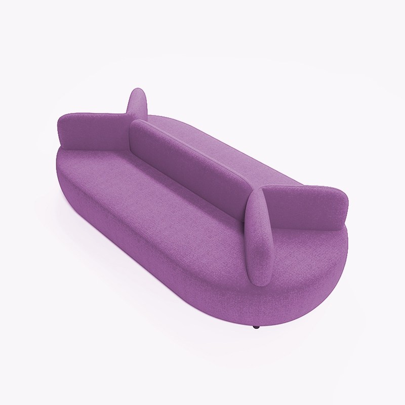Modern Curved Upholstered Sofa with Dual Backrests - Image 4