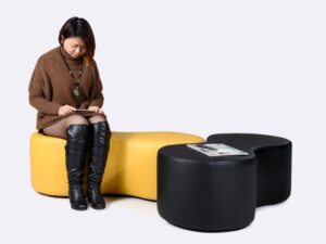 Modern Organic-Shaped Modular Ottoman | Two-Tone Design & Flexible Seating for Offices and Commercial Spaces