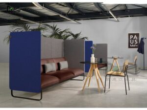 Modern High-Back Privacy Booth Sofa | Upholstered Divider Panels & Leather Seat Options for Offices, Co-Working Spaces and Commercial Lounges