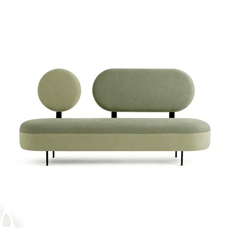 Modern Green Two-Seat Sofa with Asymmetrical Backrests - Image 2