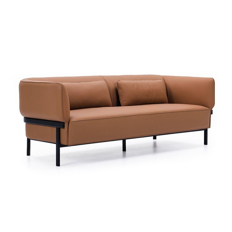 Modern Executive Reception Sofa | Caramel Upholstered Metal-Frame Sofa Set - Image 2